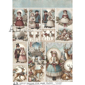 ABRP-2459 Rice Paper A4 AB Studios Mini Scenes Christmas and Reindeer