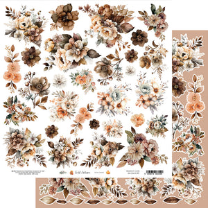 Gold Autumn #9 Flowers Double Sided 12 x 12