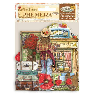 DFLCT19  Ephemera Adhesives Sunflower Art Elements and Poppies