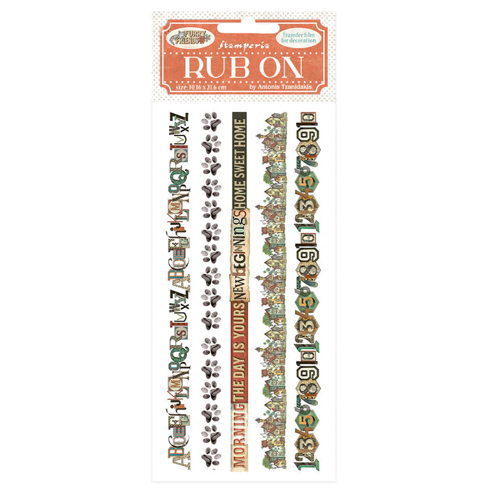 DFLRB201 Rub On Film 4x8.5" Furry Friends Stripes