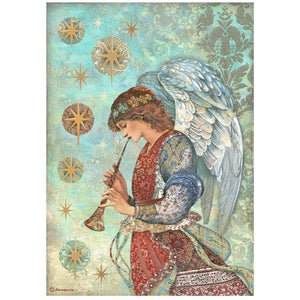 DFSA4791 Rice Paper A4 Christmas Greetings Angel