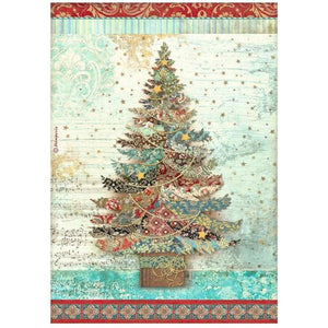 DFSA4792 Rice Paper A4 Christmas Greetings Tree