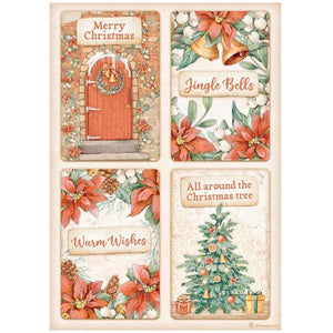 DFSA4808 Rice Paper A4 All Around Christmas 4 Cards