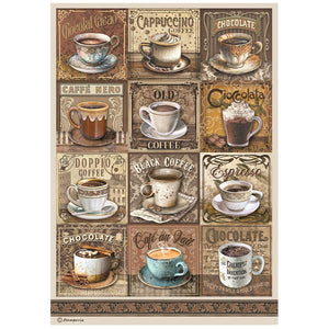 DFSA4822 Rice Paper A4 Coffee and Chocolate Tags with Cups