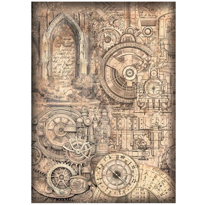 DFSA4846 Rice Paper A4 Sir Vagabond Fantasy World Mechanical Pattern
