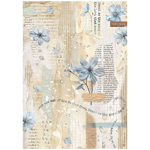 DFSA4861 Rice Paper A4 Secret Diary Blue Flower