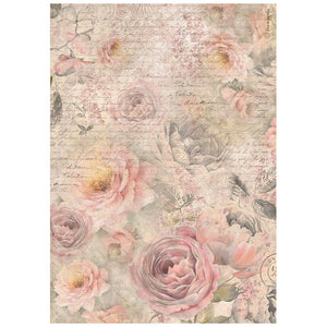 DFSA4877 Rice Paper A4 Shabby Rose Pattern