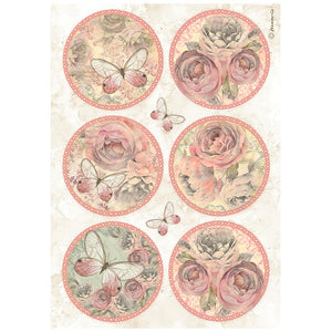 DFSA4879 Rice Paper A4 Shabby Rose 6 Rounds