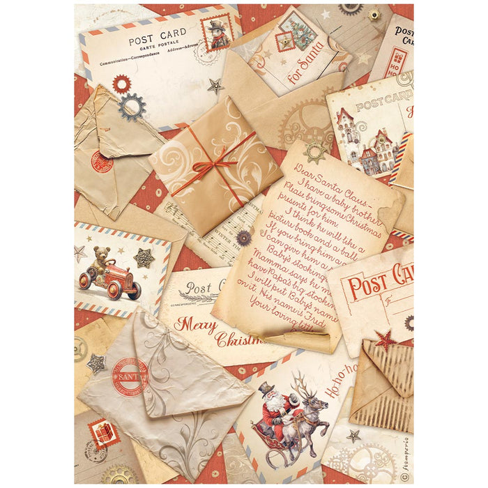 DFSA4934 Rice Paper A4 Gear Up for Christmas Post Cards