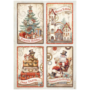 DFSA4935 Rice Paper A4 Gear Up for Christmas 4 Cards