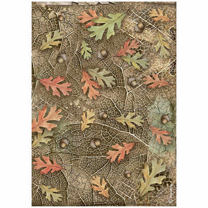 DFSA4953 Rice Paper A4 Forest Acorns and Trees