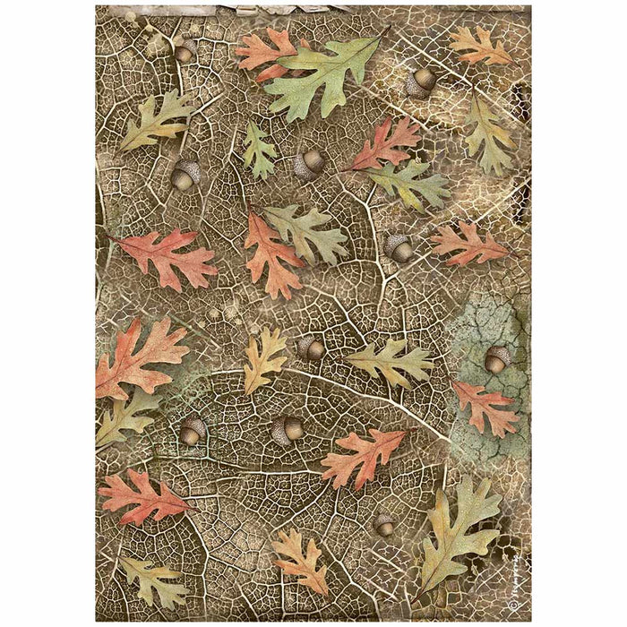 DFSA4953 Rice Paper A4 Forest Acorns and Trees