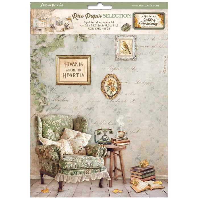 DFSA4XGH Rice Paper A4 Set of 6 Golden Harmony