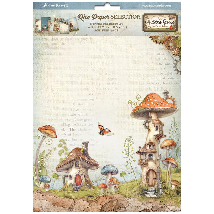 DFSA4XHG Rice Paper A4 Set of 6 Hidden Grove