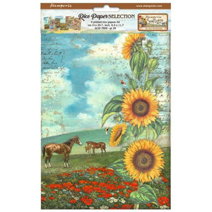DFSA4XSF Rice Paper A4 Set of 6 Sunflower Art