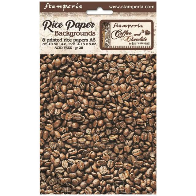 DFSAK6012 Rice Paper A6 Set of 6 Coffee and Chocolate 8 Backgrounds