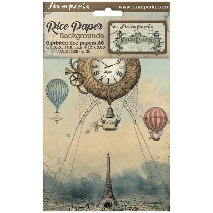 DFSAK6015 Rice Paper A6 Set of 6 Voyages Fantastiquer 8 Backgrounds