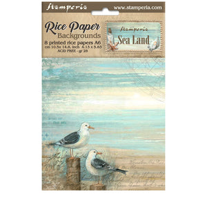 DFSAK6019 Rice Paper A6 Set of 6 Sea Land 8 Backgrounds