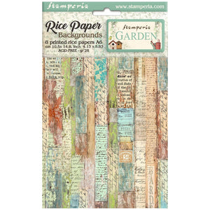 DFSAK6021 Rice Paper A6 Set of 6 Garden 8 Backgrounds