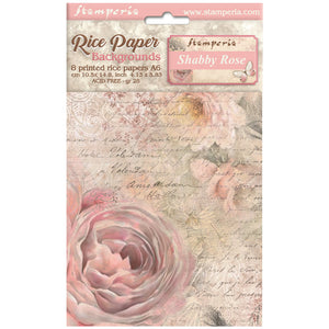 DFSAK6023 Rice Paper A6 Set of 6 Shabby Rose 8 Backgrounds