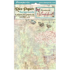 DFSAK6025 Rice Paper A6 Set of 6 Wonderland 8 Backgrounds