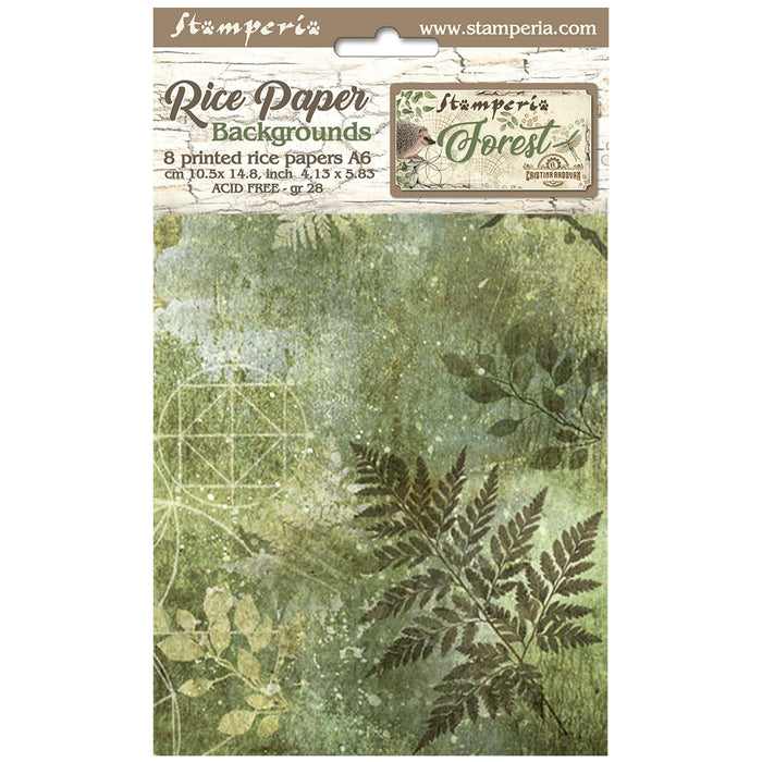 DFSAK6030 Rice Paper A6 Set of 6 Forest 8 Backgrounds