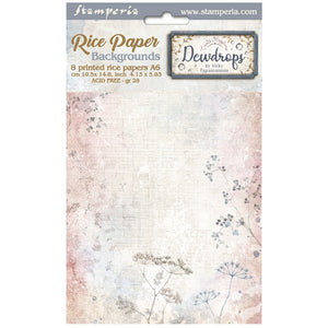 DFSAK6034 Rice Paper A6 Set of 6 Dewdrops 8 Backgrounds