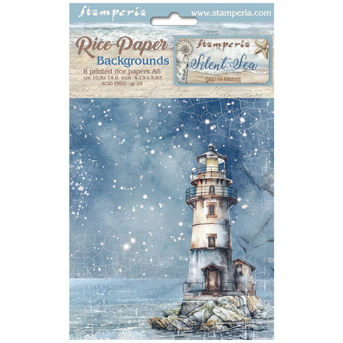 DFSAK6040 Rice Paper A6 Set of 8 Silent Sea