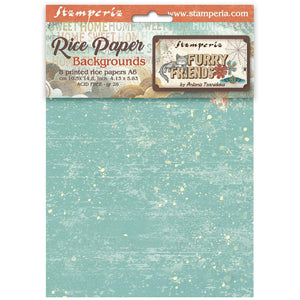 DFSAK6046 Rice Paper A6 Set of 8 Furry Friends