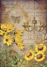 DQRP-0020 Rice Paper A4 Elegant Sunflowers