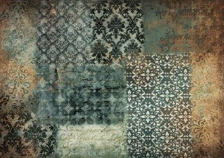 DQRP-0261 Rice Paper A4 Blue Patchwork