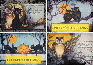 DQRP-0628 Rice Paper A4 Vintage Cats and Owls 4 Pack