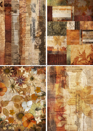 DQRP-0638 Rice Paper A4 Autumn Textures 4 Pack