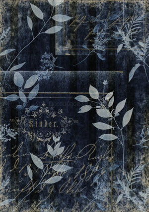 DQRP-0657 Rice Paper A4 Indigo Botanical 2