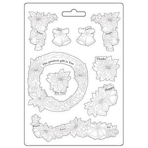 K3PTA5654 Soft Mold A5 Poinsettia and Garlands