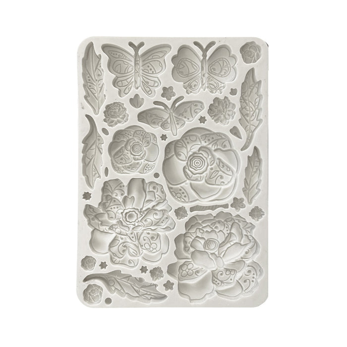 KACMA544 Silicon Mold A5 Old Lace Butterfly and Flowers