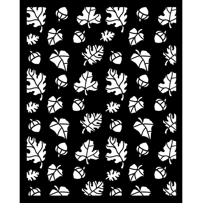 KSTD187 Thick Stencil 20x25 Whispering Woods Leaves and Acorns