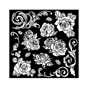 KSTDQ104 Thick Stencil 18x18 Shabby Rose Pattern