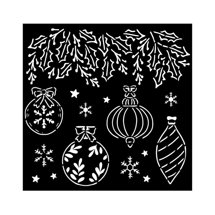 KSTDQ106 Thick Stencil 18x18 The Nutcracker Christmas Balls