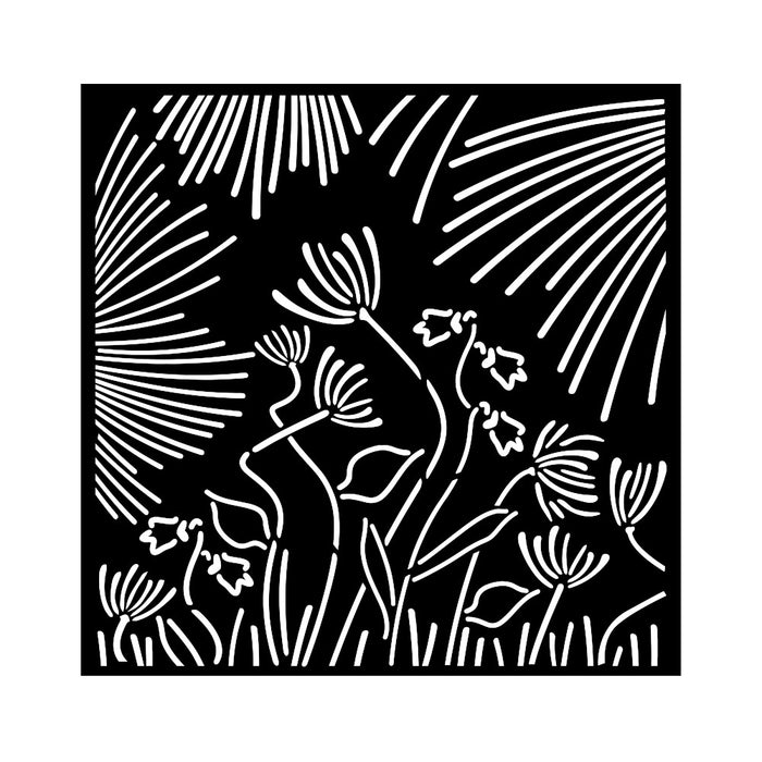 KSTDQ118 Thick Stencil 18x18 Forest Abstract Flowers