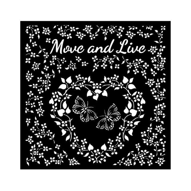 KSTDQ85 Thick Stencil 18x18 Sunflower Art Move and Live Heart