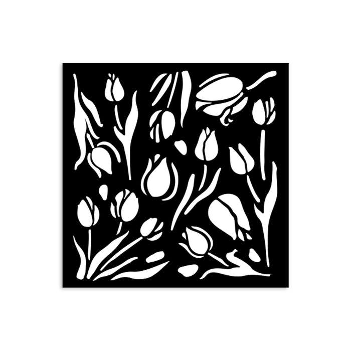KSTDS02 Thick Stencil 12 x 12 Art of Travelling Tulips