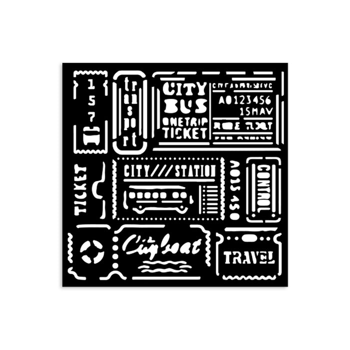 KSTDS06 Thick Stencil 12 x 12 Art of Travelling Tickets
