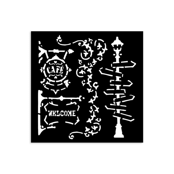 KSTDS08 Thick Stencil 12 x 12 Art of Travelling Street Lamp