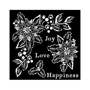 KSTDQ89 Thick Stencil 18x18 Christmas Joy,Love,Happiness