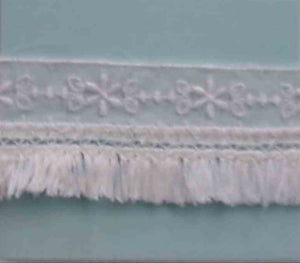 L108 French Organdy Fringe Cotton 1 1/4" Price per yard White La Stephanoise