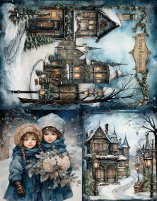 LBD336 Rice Paper A4 LaBlanche Blue Christmas 3