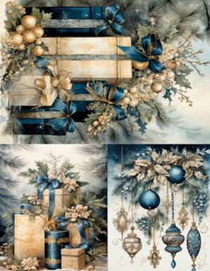 LBD339 Rice Paper A4 LaBlanche Blue Christmas 6