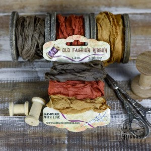 OLDZ-03 Set/3 Ribbons Satin Light Brown/Gold Brown/Copper