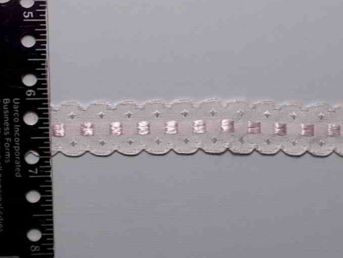 R570 1" Poly/Cotton Embroidered w/Pink Satin